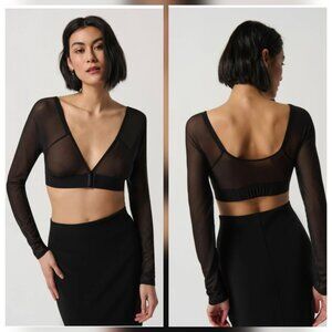 Black Mesh V-Neck Shadow Sleeves Medium